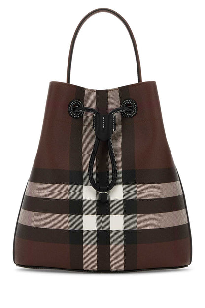 Burberry Women Printed Canvas Check Bucket Bag