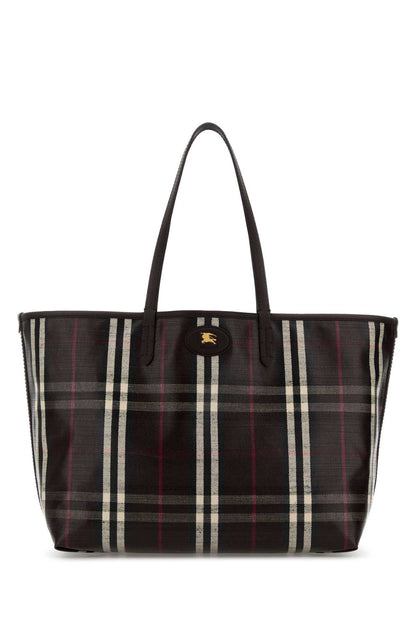 Burberry Women Embroidered Canvas Medium Highlands Shopping Bag