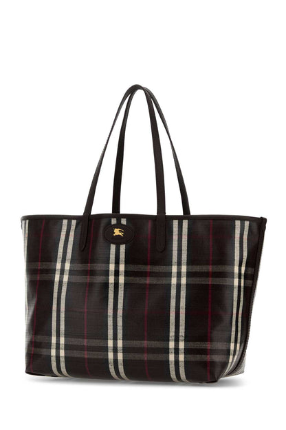 Burberry Women Embroidered Canvas Medium Highlands Shopping Bag