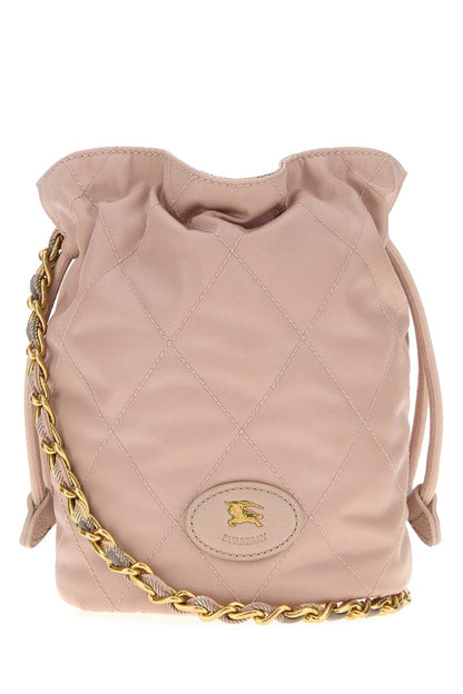 Burberry Women Pastel Pink Canvas Horseshoe Bucket Bag