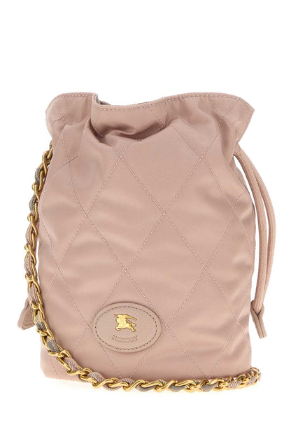 Burberry Women Pastel Pink Canvas Horseshoe Bucket Bag
