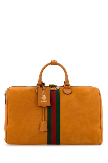 Gucci Men Orange Suede Medium Gucci Savoy Travel Bag