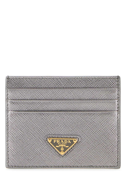 Prada Women Silver Leather Card Holder