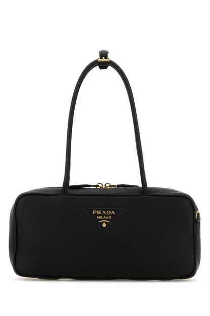 Prada Women Black Leather Shoulder Bag