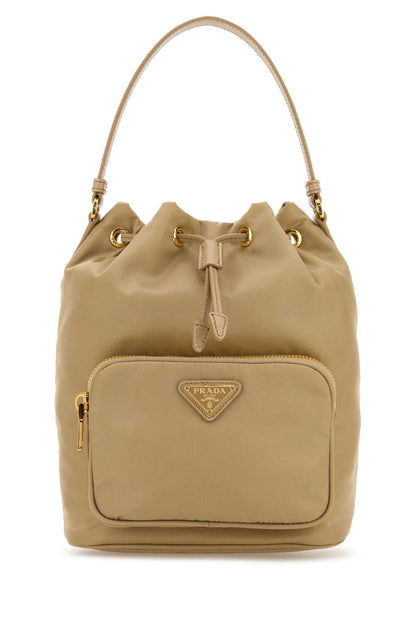 Prada Women Beige Re-Nylon Duet Bucket Bag