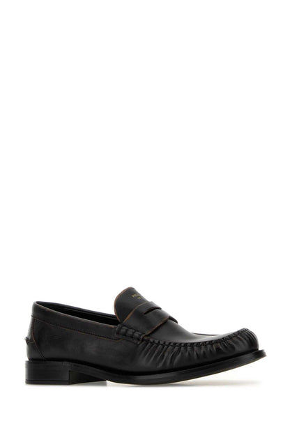 Prada Women Black Leather Loafers