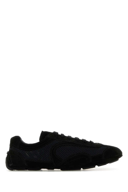 Prada Women Black Suede And Mesh Montecarlo Sneakers