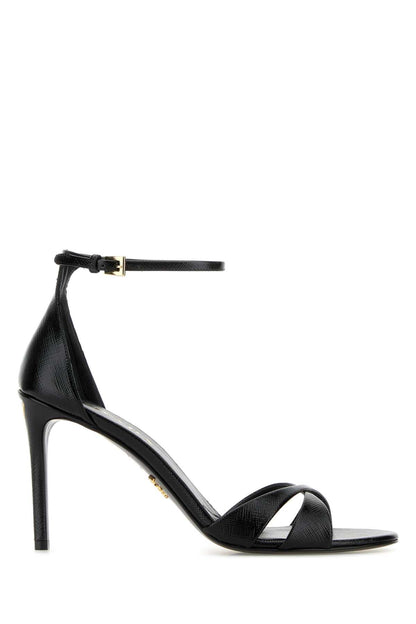 Prada Women Black Leather Sandals