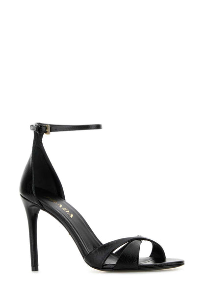 Prada Women Black Leather Sandals