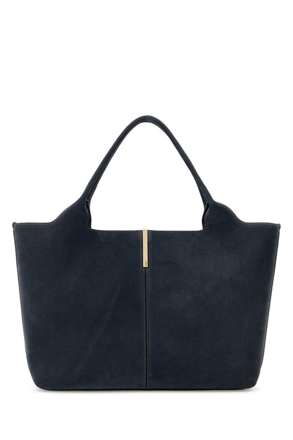 Tod's Women Navy Blue Suede Shopping Bag