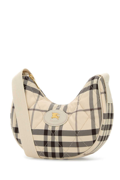 Burberry Women Embroidered Canvas Fabric Horseshoe Crossbody Bag