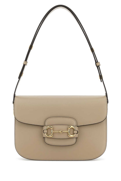 Gucci Women Beige Leather Medium Gucci Horsebit 1955 Shoulder Bag