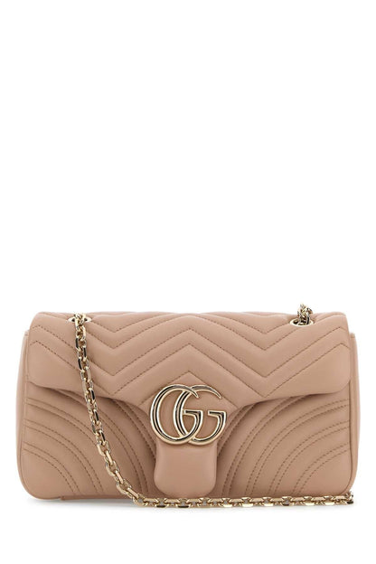 Gucci Women Powder Pink Nappa Leather Medium Gg Marmont Shoulder Bag