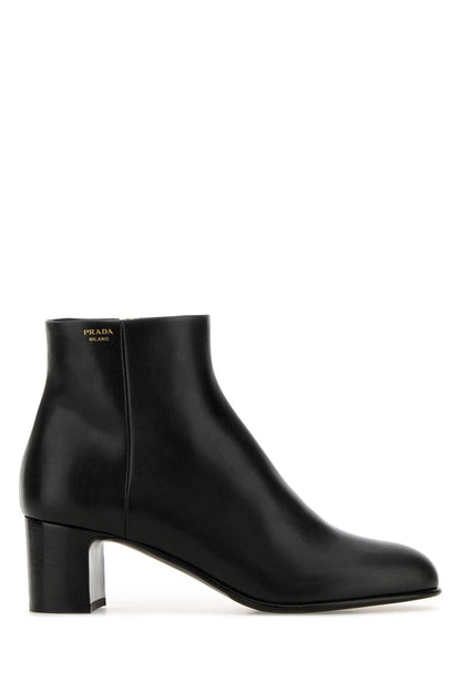 Prada Women Black Leather Ankle Boots