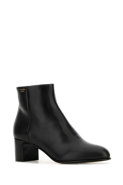 Prada Women Black Leather Ankle Boots