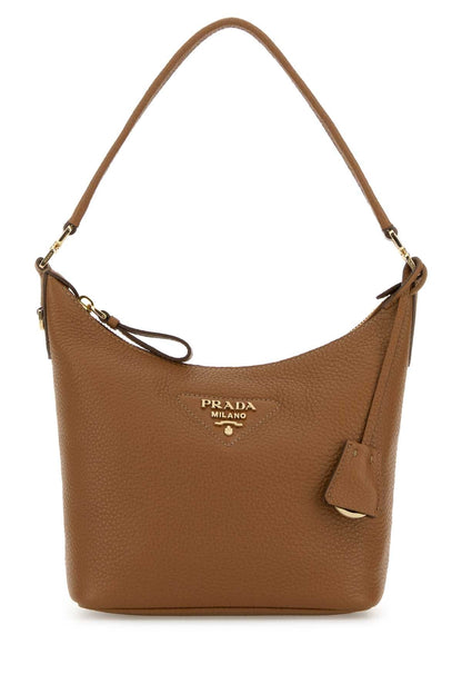 Prada Women Camel Leather Shoulder Bag