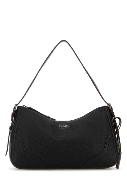 Prada Women Black Leather Shoulder Bag