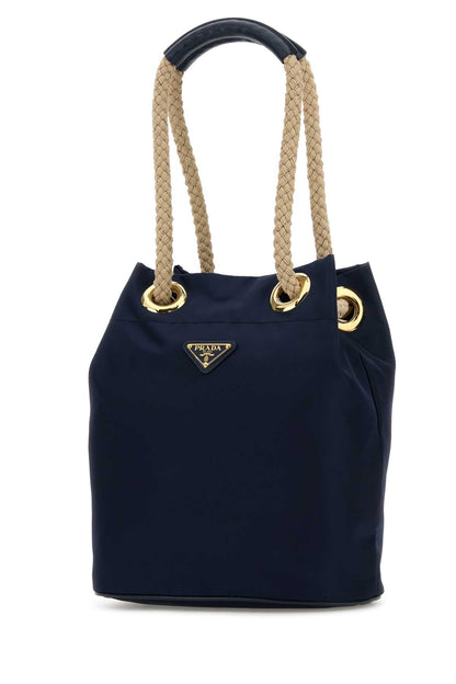 Prada Women Navy Blue Re-Nylon Prada Mariner Bucket Bag