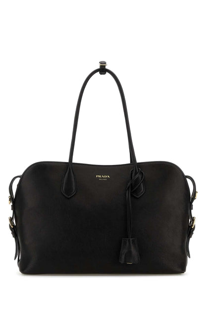 Prada Women Black Leather Large Shopping Bag