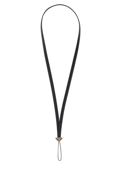 Prada Women Black Leather Headphone Holder