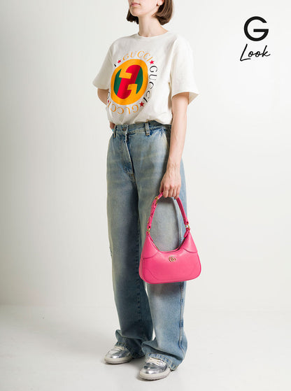 Gucci Women Small Pink Aphrodite Shoulder Bag In Leather Woman
