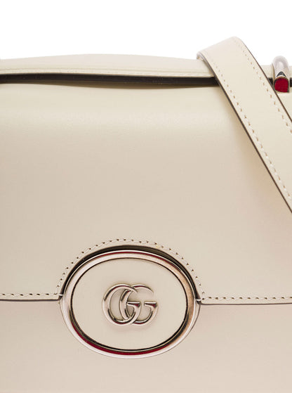 Gucci Women 'Petite Gg' Mini White Shoulder Bag With Double G Detail In Leather Woman