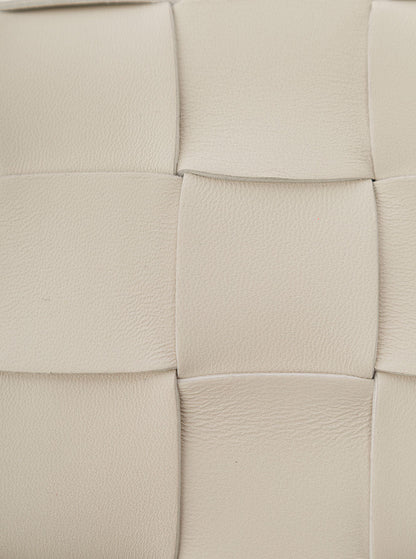 Bottega Veneta Women 'Small Cassette' White Crossbody Bag In Intreccio Nappa Leather Woman Bottega Veneta