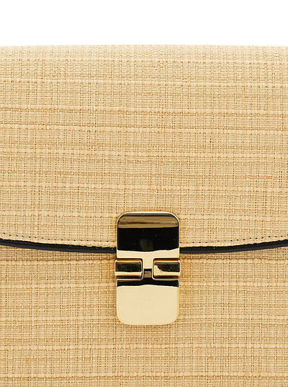 A.P.C. Women 'Grace Small' Beige Shoulder Bag With Clasp Closure And Adjustable Leather Strap In Leather Woman