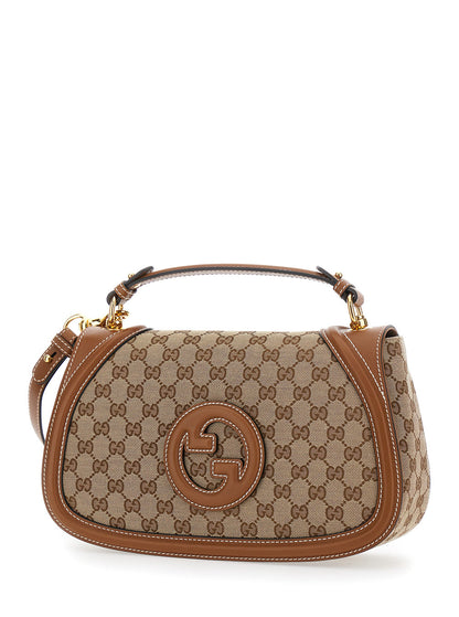 Gucci Women 'Blondie' Beige Handbag With Removable Shoulder Strap And Logo Embroidery On The Front In Gg Canvas Woman