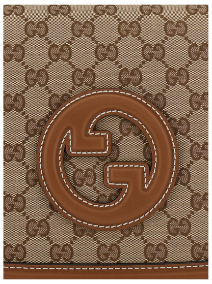 Gucci Women 'Blondie' Beige Handbag With Removable Shoulder Strap And Logo Embroidery On The Front In Gg Canvas Woman