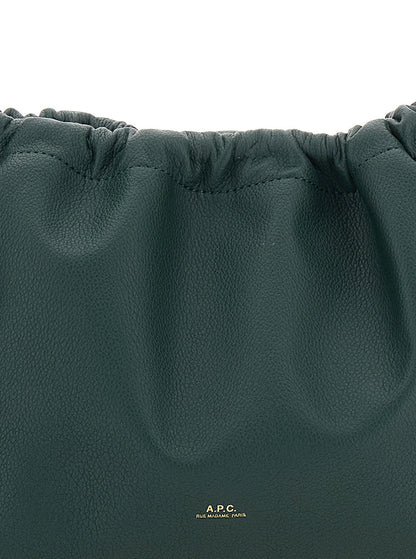 A.P.C. Women 'Ninon' Green Crossbody Bag With Drawstring Closure And Embossed Logo Lettering On The Front In Ecoleather Woman