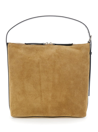 A.P.C. Women 'Vera' Beige Shoulder Bag With Top Handle And Zip Closure In Suede Woman
