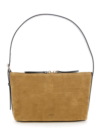 A.P.C. Women 'Vera' Beige Shoulder Bag With Top Handle And Zip Closure In Suede Woman