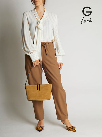 A.P.C. Women 'Vera' Beige Shoulder Bag With Top Handle And Zip Closure In Suede Woman