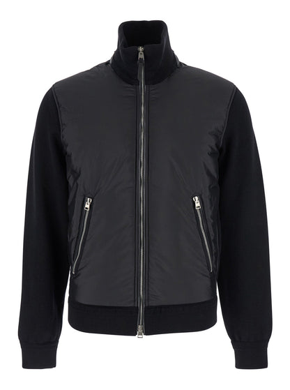 Tom Ford Men Black Jacket With Front Zip Closure In Wool Blend Man