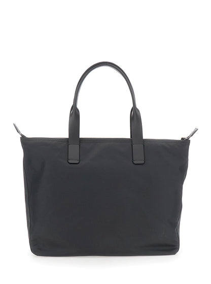 Dolce & Gabbana Men Grey Tote Bag With Two Top Handles And Logo Plaque On The Front In Tech Fabric Man
