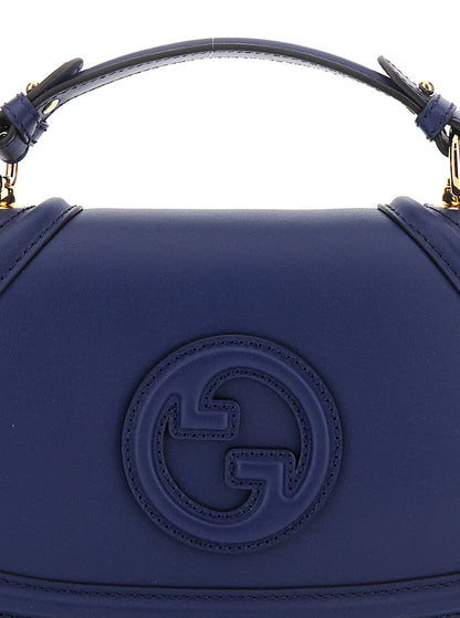 Gucci Women 'Blondie' Blue Handbag With Gg Logo Plaque On The Front In Leather Woman