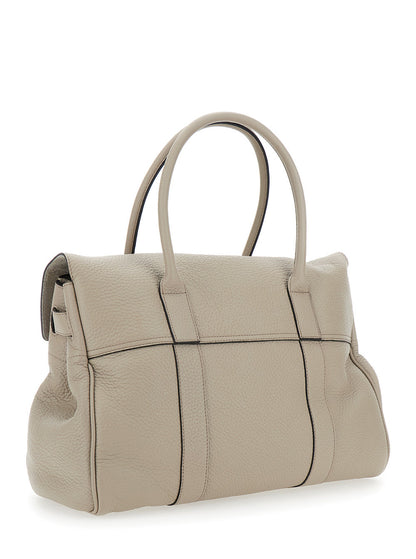 Mulberry Women 'Bayswater' Beige Shoulder Bag With Postman's Lock In Hammered Leather Woman
