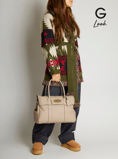 Mulberry Women 'Bayswater' Beige Shoulder Bag With Postman's Lock In Hammered Leather Woman