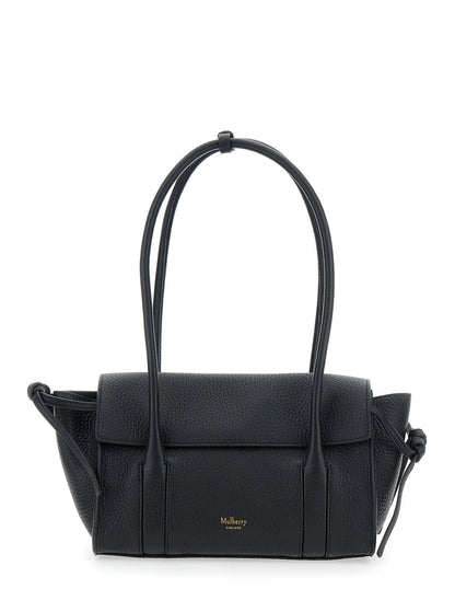 Mulberry Women 'Mini Bayswater' Black Shoulder Bag With Laminated Logo In Leather Woman