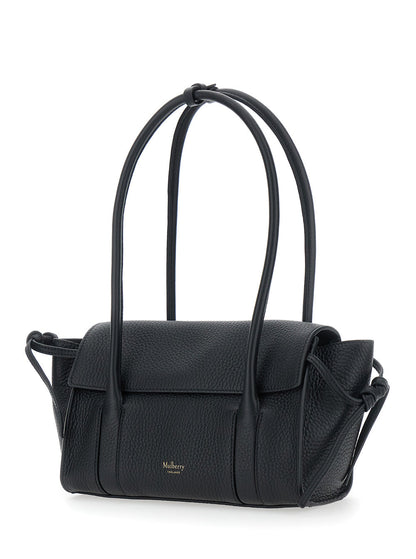 Mulberry Women 'Mini Bayswater' Black Shoulder Bag With Laminated Logo In Leather Woman