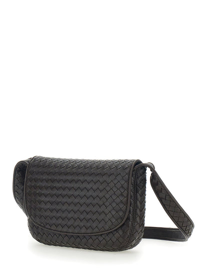 Bottega Veneta Men Brown Crossbody Bag With Flap Closure And Intreccio Design In Leather Man