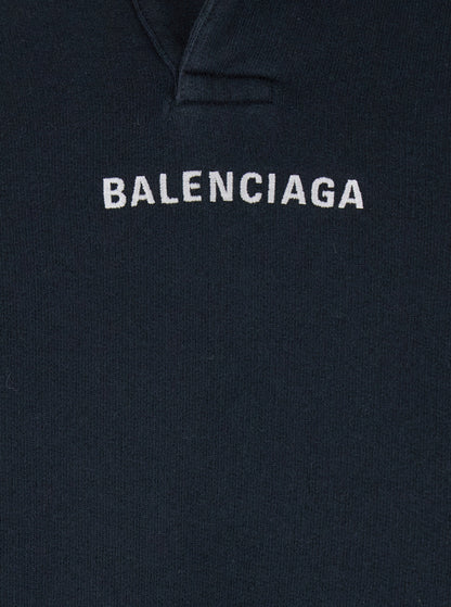 Balenciaga Men Black Hoodie With Logo Print On Front And Rear In Cotton Man