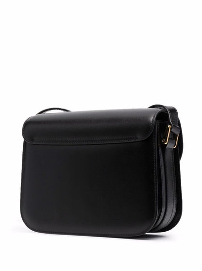A.P.C. Women 'Grance' Black Small Crossbody Bag Wirh Embossed Logo Lettering On The Front And Adjustable Shoulder Strap In Leather Woman