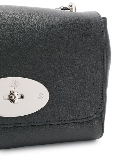 Mulberry Women 'Lily' Black Crossbody Bag With Turn-Lock Closure And Chain-Link Sliding Shoulder Strap In Leather Woman