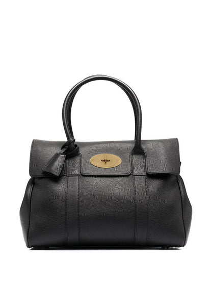Mulberry Women 'Bayswater' Black Handbag With Twist-Lock Fastening In Grainy Leather Woman