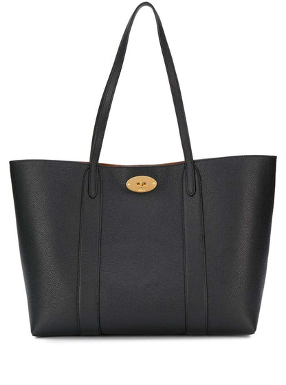 Mulberry Women Black Tote Bag With Front Turn-Lock Closure And And Two Top Handles In Leather Woman