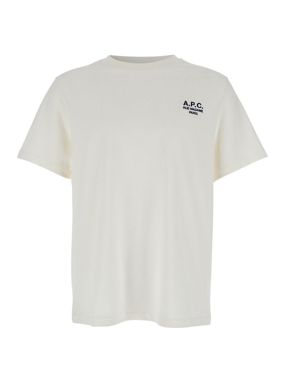 A.P.C. Men White Crewneck T-Shirt With Logo Embroidered On The Front In Cotton Man