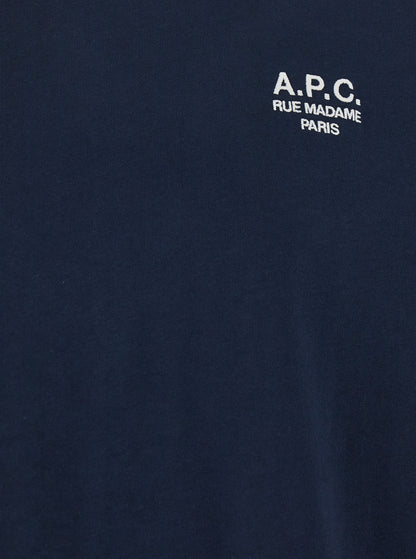 A.P.C. Women Blue Crewneck T-Shirt With Logo Embroidered On The Front In Cotton Woman