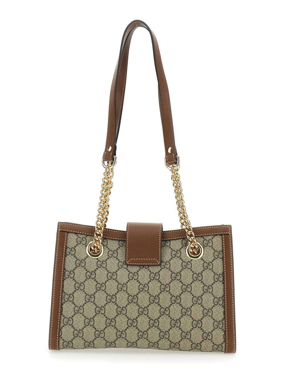 Gucci Women 'Padlock' Beige Shoulder Bag With Reinforced Chain Strap And All-Over Gg Motif In Fabric Woman